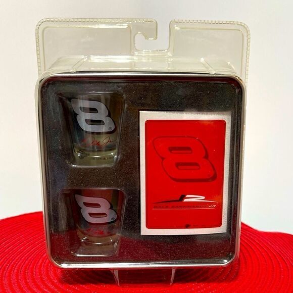 Vintage Dale Earnhardt Jr #8 Winner’s Circle Shot Glasses & Cards in tin NWT - Picture 1 of 8